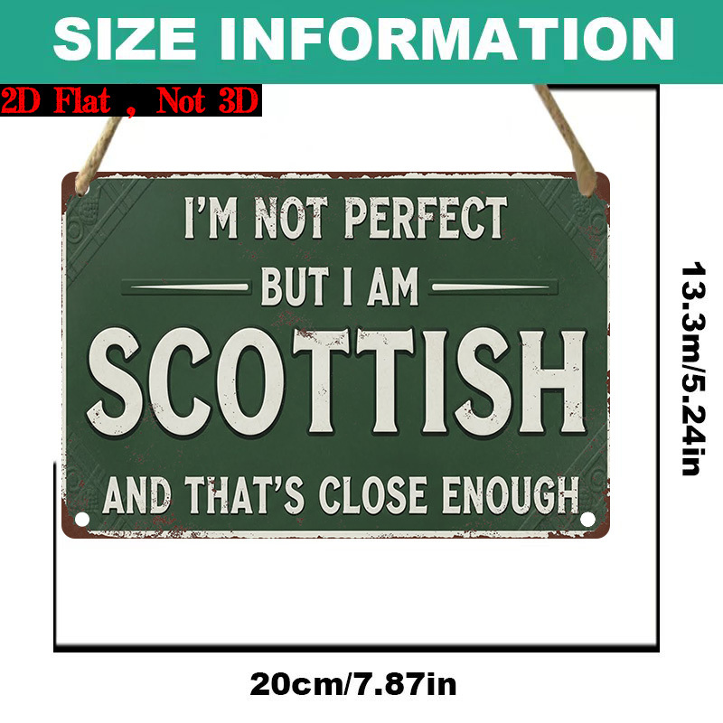 TEMU 2d Flat - A 2d Wall Decoration Featuring That Says ' Perfect But I'm Scottish' - A Fun Scottish Humorous Wooden Sign With The , A Cottage, And