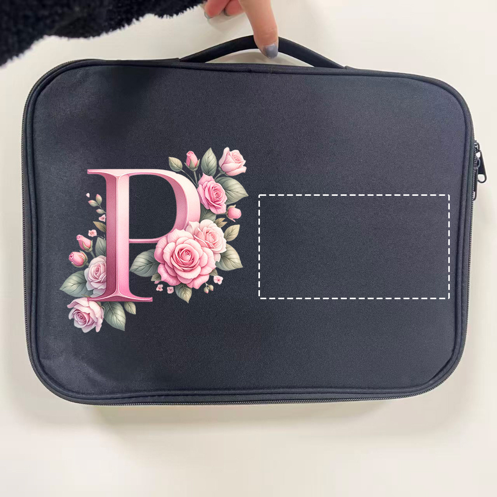 Custom Floral Initial Laptop Tote Bag with Monogram