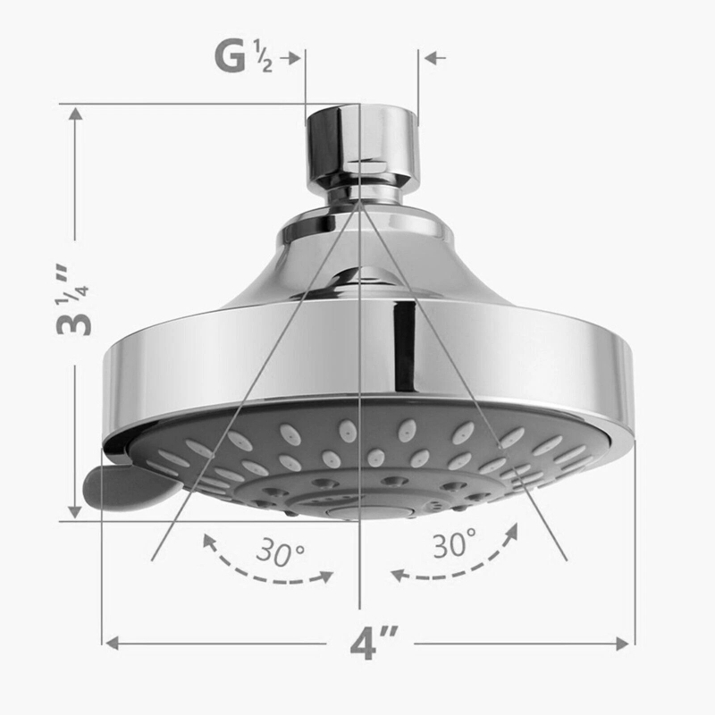 Adjustable 5-Setting Round Chrome Shower Head
