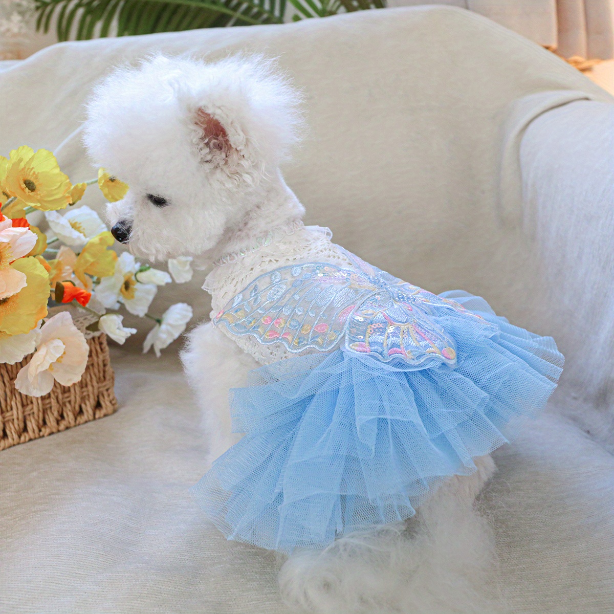 Vestido de Princesa con de para Perros Pequeños Disfraz y  Transpirable de Tul con Cierre de Presión para (Bichón - Main Image