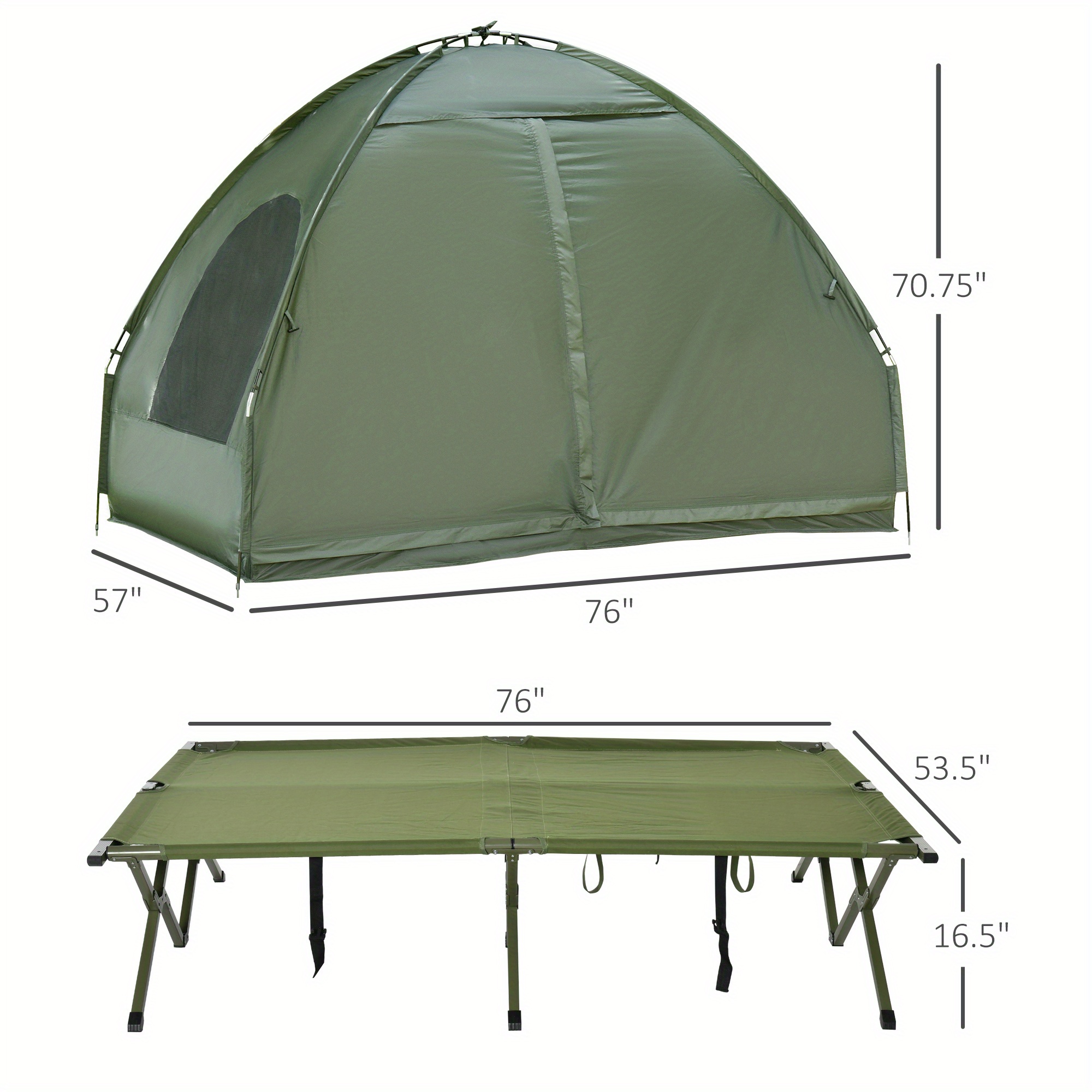 1pcsOutsunny 2-person Foldable Camping Bed with Tent, Quilt and Thick Air Cushion, 4-in-1 Tall Tent Camping Bed, Suitable for Outdoor Hiking, Picnicking, Travel