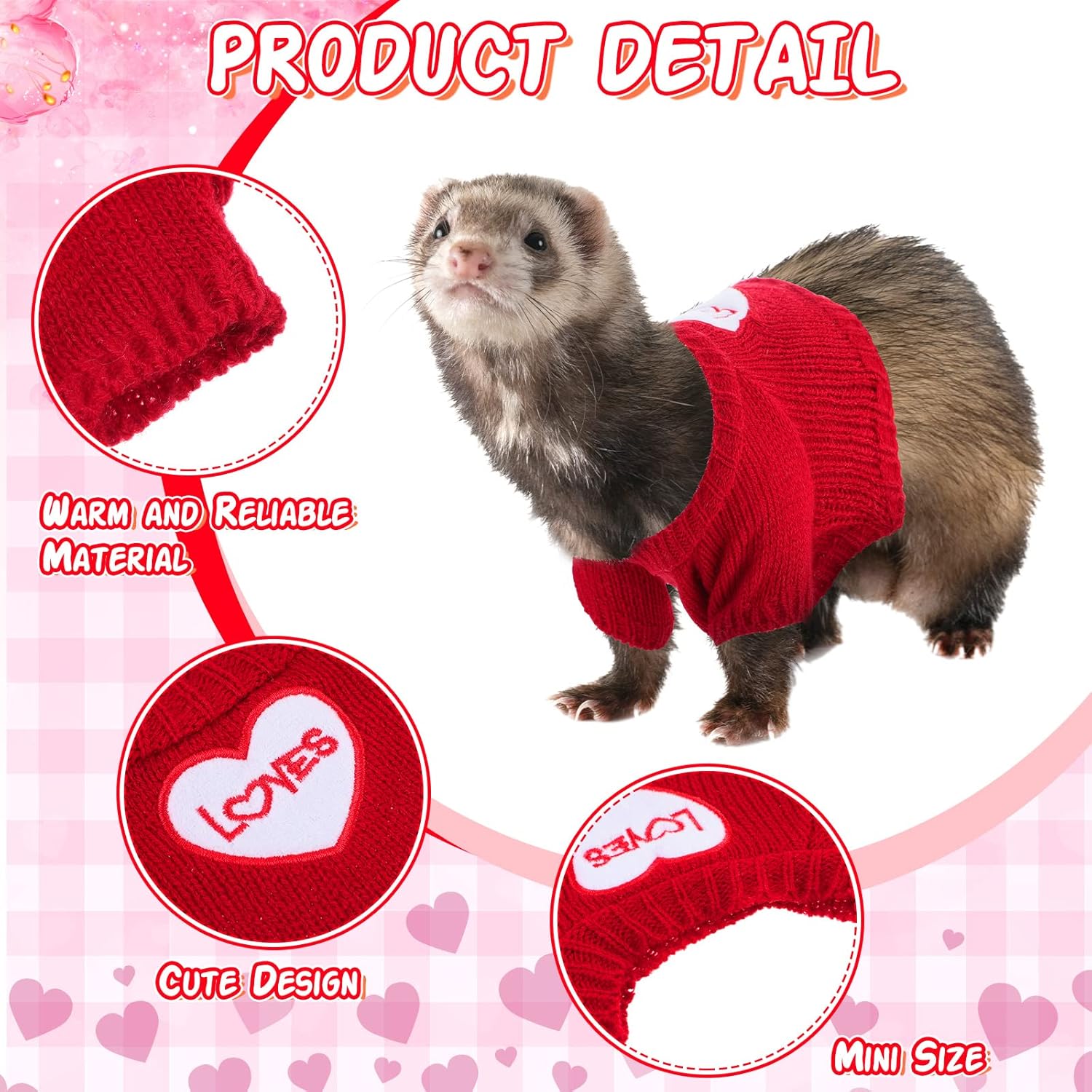 4pcs Small Animal Sweaters Suitable for Guinea, Hamsters, Ferrets - Cozy Winter Clothes with Soft Warm Outfits for Christmas & Valentine's Day Pet Costumes (Dressing Up)