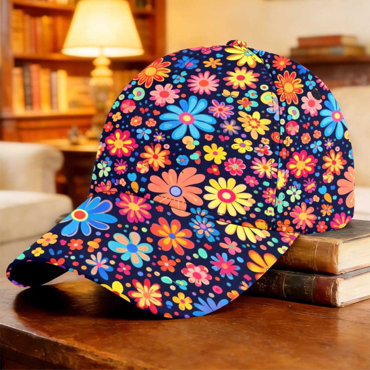 TEMU 1 Gorra de béisbol retro floral explosiva, transpirable, , con visera curva, ideal para festivales, camping, senderismo, regalo de aniversario,