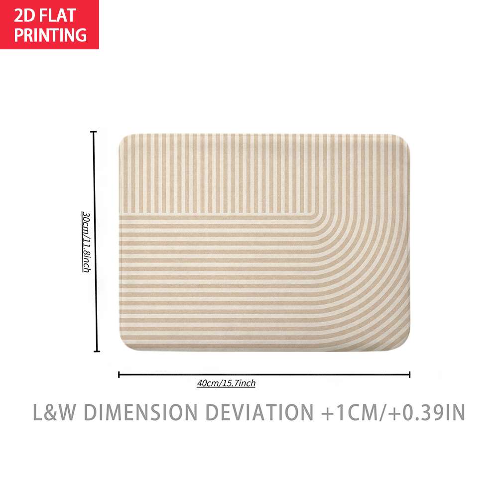 TEMU Zerbino 2D piatto a righe moderne in morbida flanella, antiscivolo, assorbente, lavabile, tappeto decorativo per bagno, casa, cucina, , ed