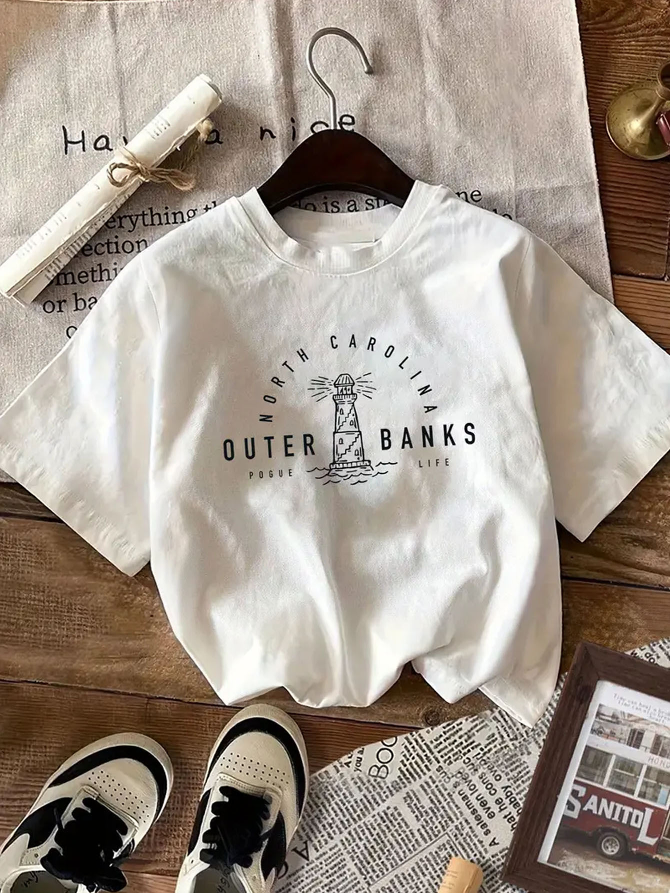 camiseta gráfica das outer banks da para Temu Portugal