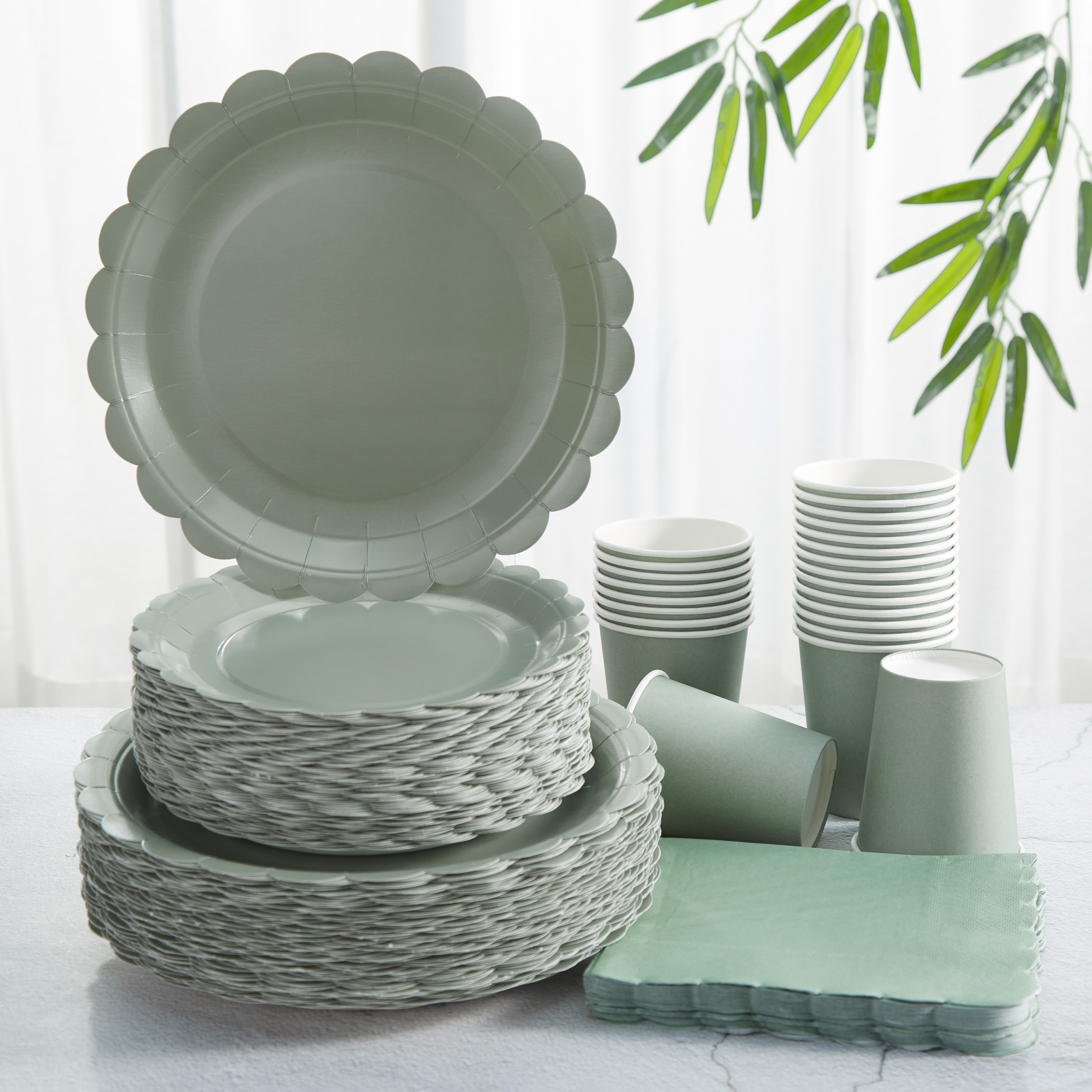 party set party tableware set sage green disposable paper Temu