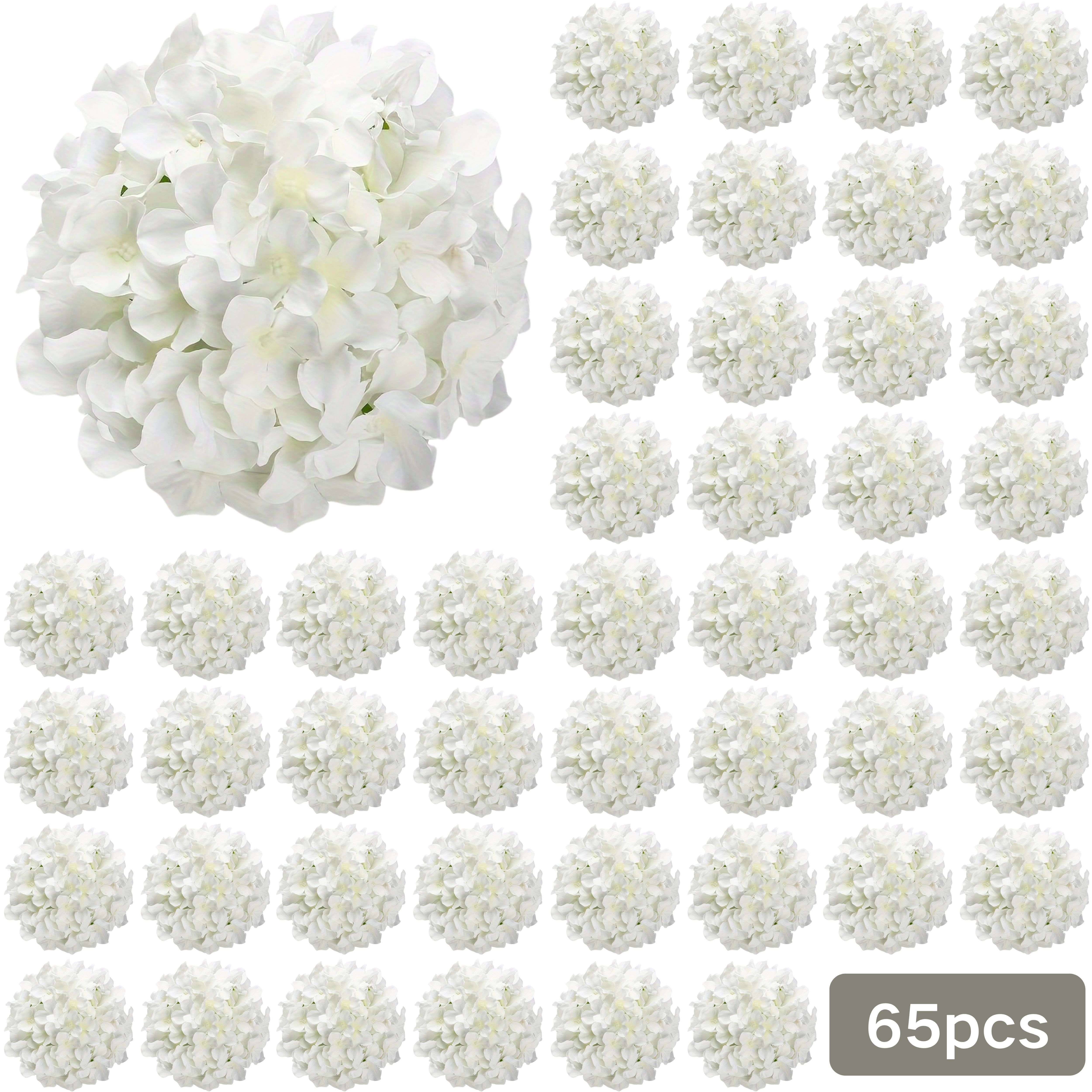 TEMU 65pcs Realistic White Artificial Hydrangea Flowers With Green Foliage - Full And Bouquet Suitable For Weddings, Valentine's, Christmas,