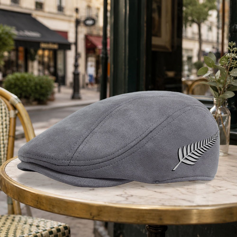 TEMU New Zealand Silvery Fern Fashion Men's Newsboy , Trendy And Versatile Beret, Unisex Style Suitable For Daily Or Play, Fashionable Accessory,