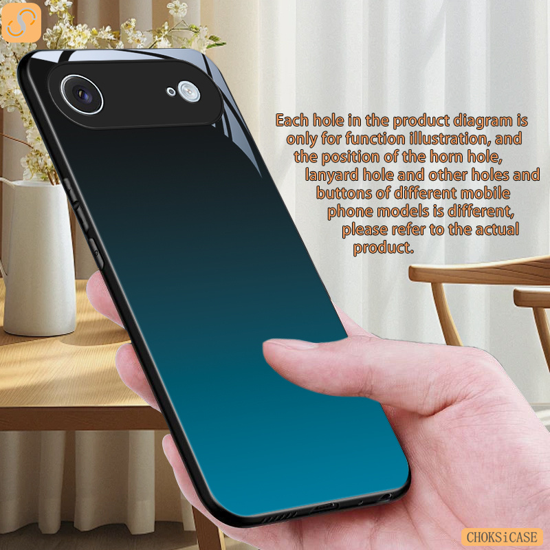TEMU para Teléfono - Elegante Carcasa Rígida con Degradado Negro-Azul para iPhone 17 Air, de Vidrio PC