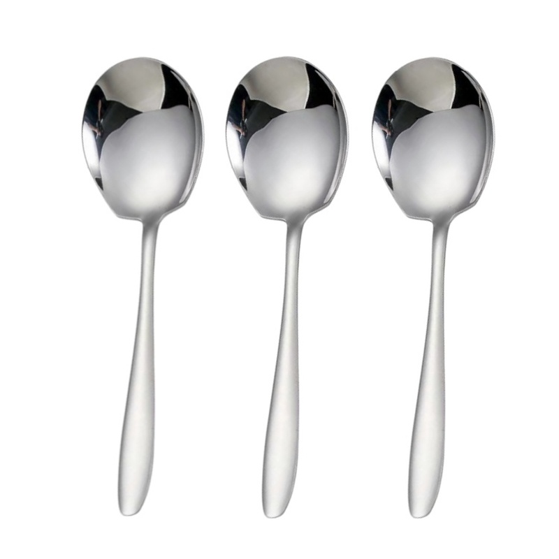 TEMU 3pcs Extra Large Stainless Steel Long Handle Serving Spoons/durable And Thickened Design/suitable For Use In Homes, Hotels, Canteens And