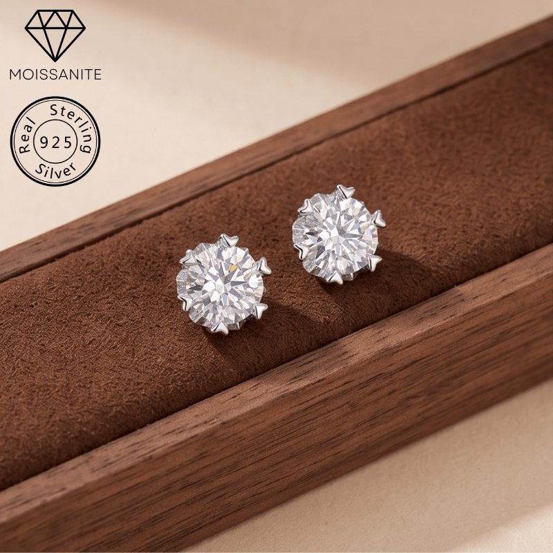 Women's 0.5/1/2/3 Carat Classic Snowflake Design Moissanite Earrings
