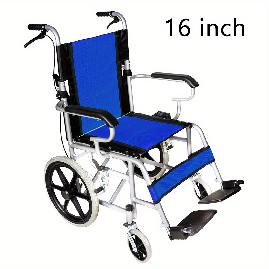 40.64cm Foldable Wheelchair Park Brakes Lightweight Soft for and Disabled