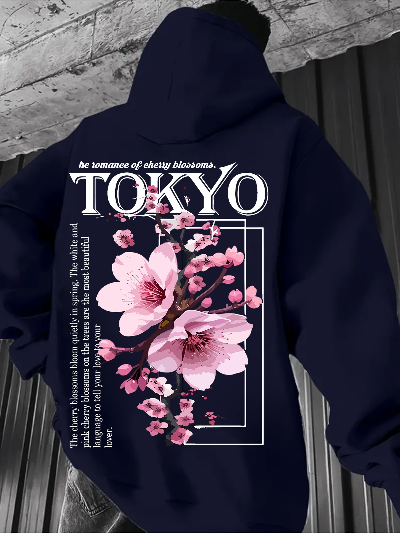 Print Hoodie Cherry Blossom Hoodie Mens Men's Tokyo Cherry Print