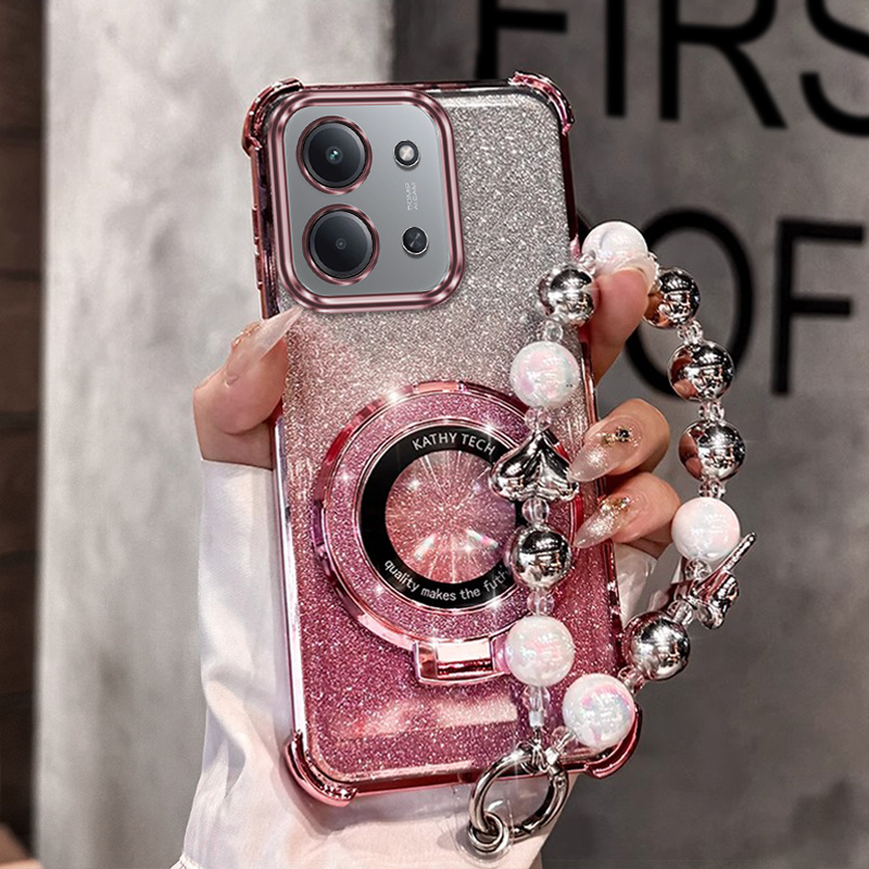 TEMU Coque de téléphone - Coques de téléphone chic 15C avec support et joli motif circulaire de cordon, adaptées pour Redmi 15C, fabriquées avec un