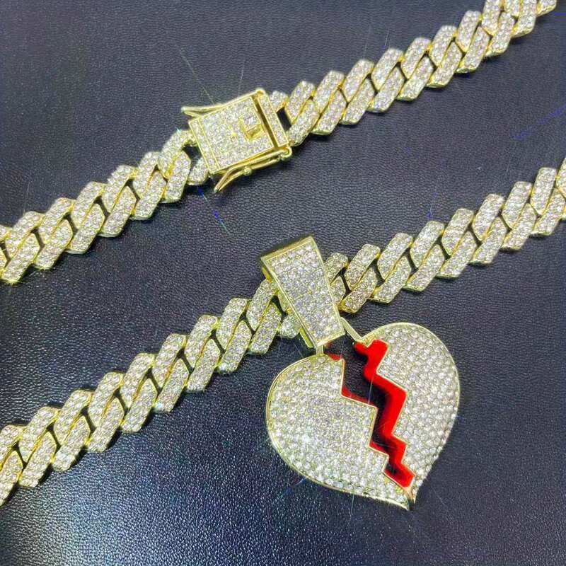 Heart Pendant Cuban Chain Necklace, Stylish Gift