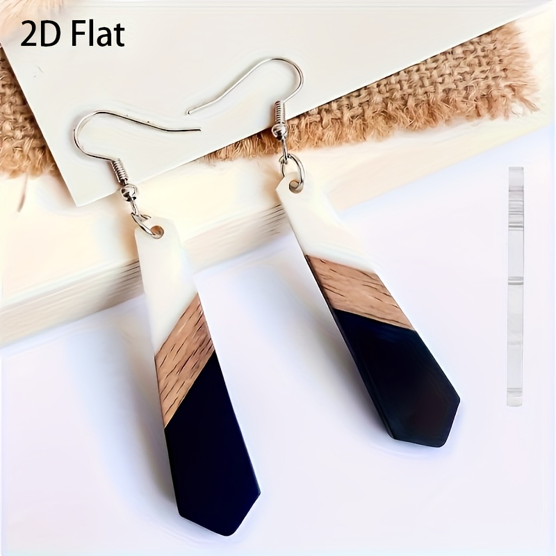 TEMU 2d Flat, 2d Flat 2pcs Geometric Minimalist Classic Color-block Spliced Geometric Long Pendant Earrings For Women, Fashionable Dangling Style For