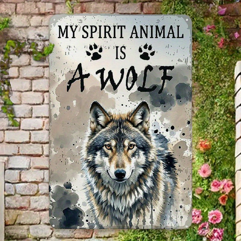TEMU 2d Flat My Is A Wolf" 12*8 Inch Metal Tin Sign - Rustic With , Durable & Fade-resistant Wall Decor For Home, Kitchen, Bar, For Man Cave, Garage, Or Garden, Wolf Decor