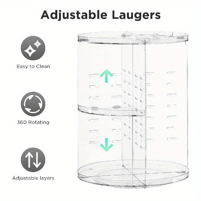 360 rotating makeup organizer transparent vanity shelf with multi tiered compartments space saving cosmetic storage for bathroom desk dressing table heavy duty plastic construction easy clean vanity tray makeup vanity desk sleek beauty holder   material sturdy construction skincare routine Product details 4