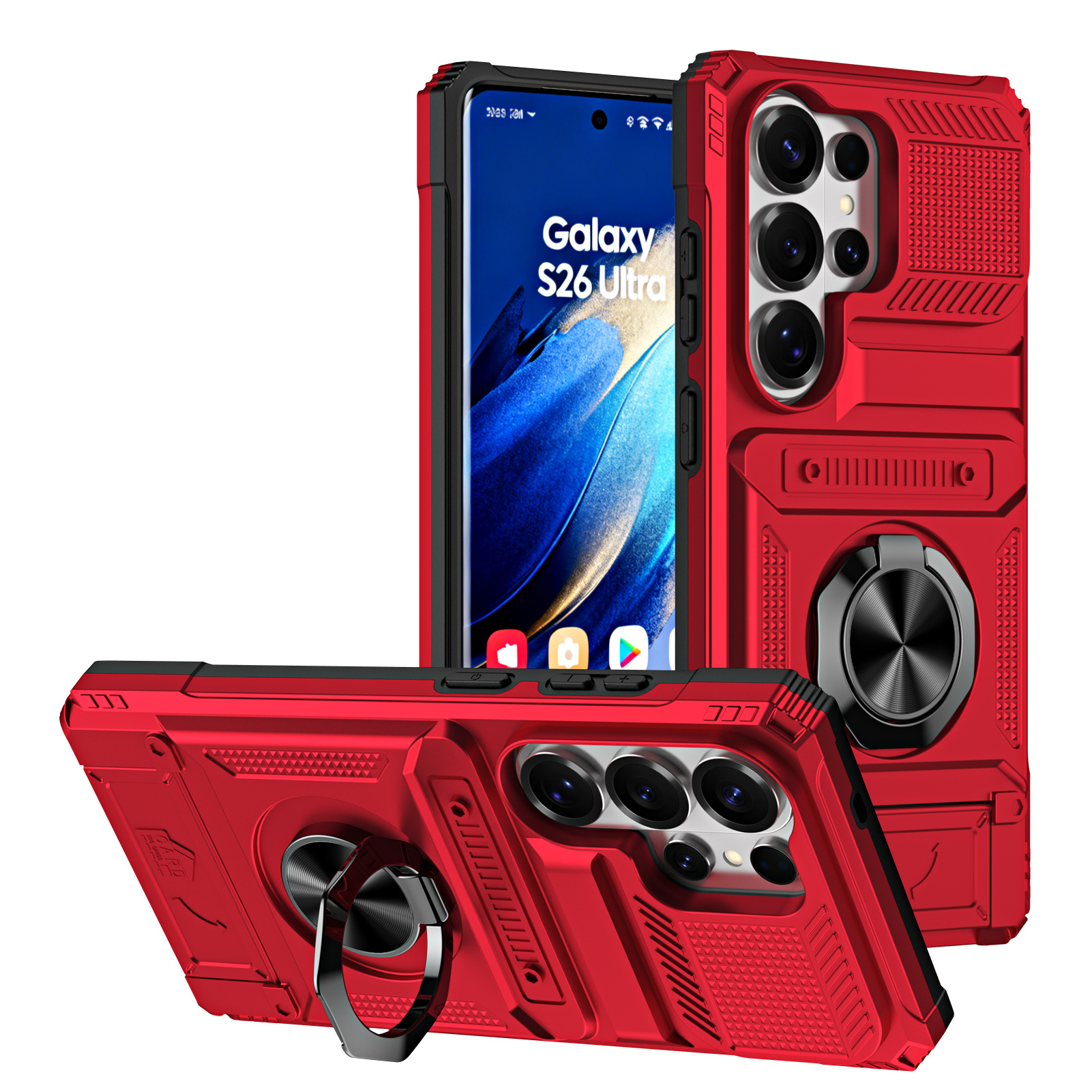 TEMU Phone Case: Armor Case, Suitable For Galaxy S26/s25/s24 Ultra, S24, S24 Plus, S24 Ultra, S24 Fe, With Card Slot And Ring Stand