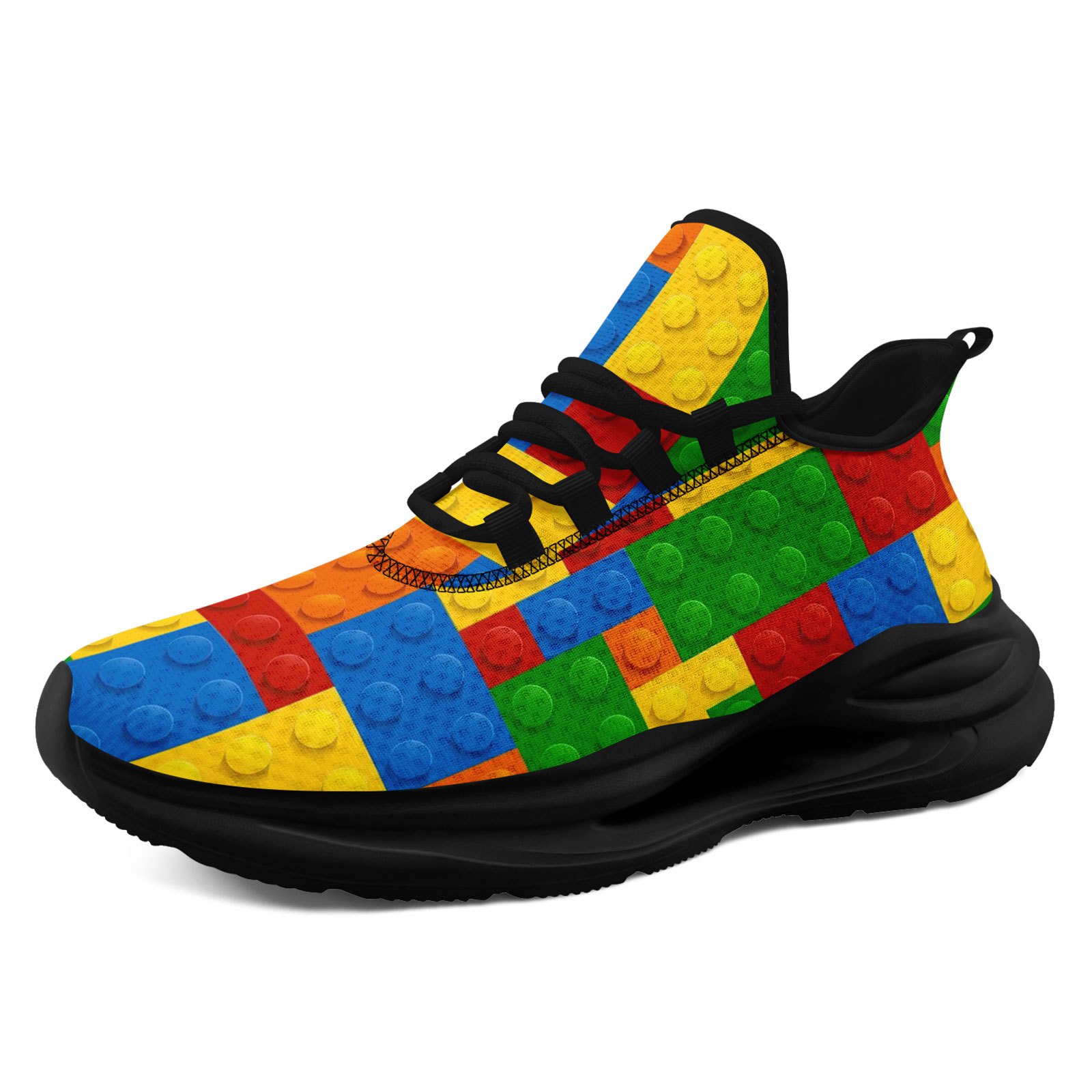 TEMU Vibrant Low-top Casual Sports Footwear For Women Featuring A Colorful Block Print, Lace-, And Chunky Style With Midsole Suspension Technology,