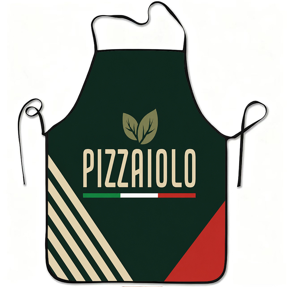 TEMU 1pc Pizzaiolo Italian Print Apron, Durable And Easy To Clean, Adjustable Waistband, Polyester Material, For Kitchen Cooking, Gardening, Picking,