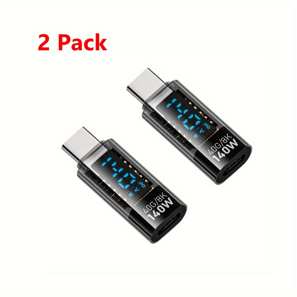 Image of Set Of 2 Adapters With A Power Of 140w, Featuring A Usb-c To Usb- And Display, Suitable For Macbook, For Devices, And Laptops