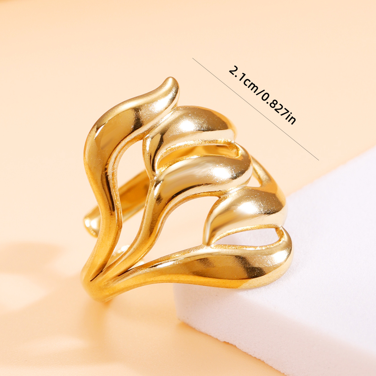 Fashion Interlaced Drop-Shaped Design Open Stainless Steel Ring