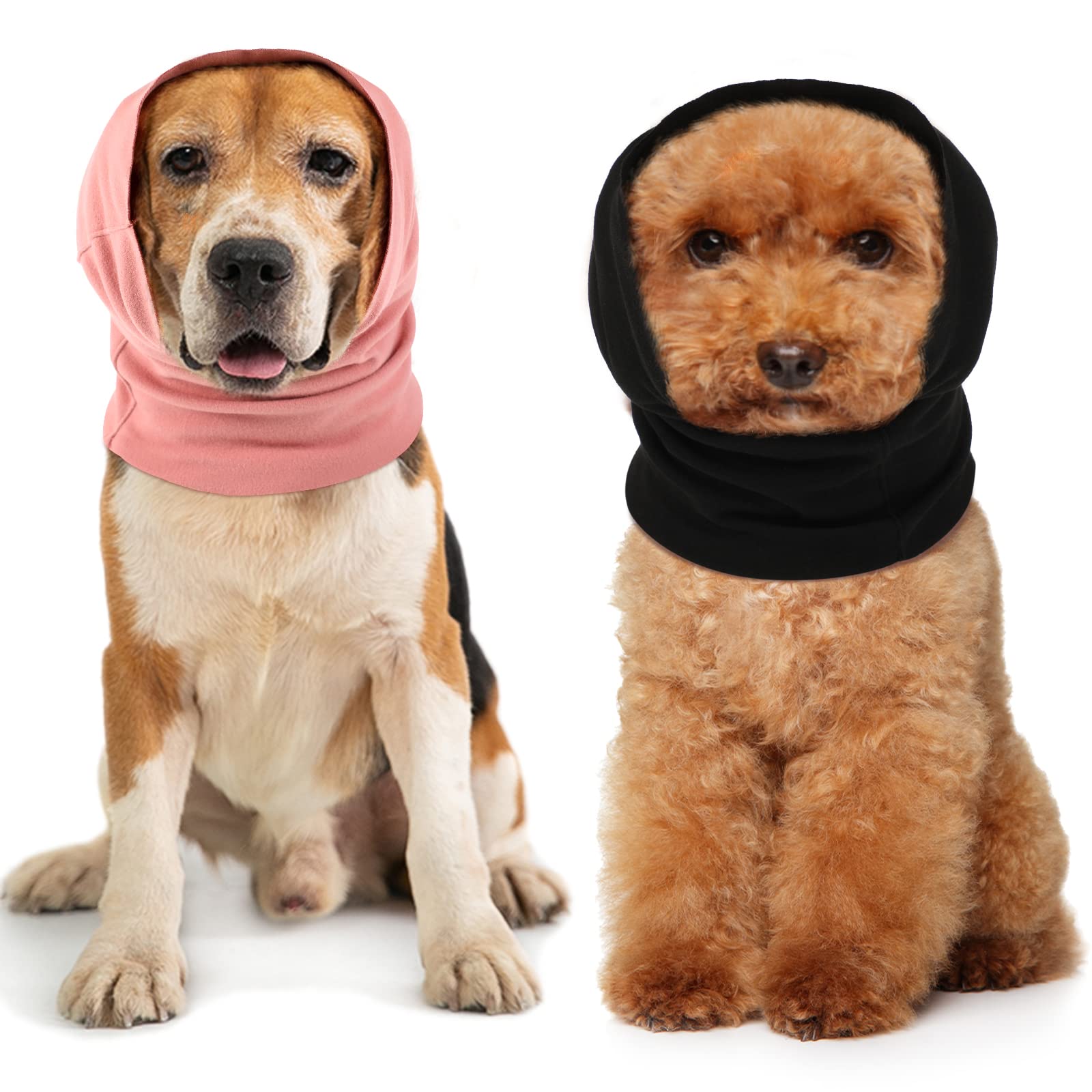 TEMU 2pcs Dog Grooming Ear Covers, Soft Noise-reducing Pet And Neck Warmer Set, Dog Head Wraps For Bathing, Blow Drying, Grooming, Travel, Halloween,