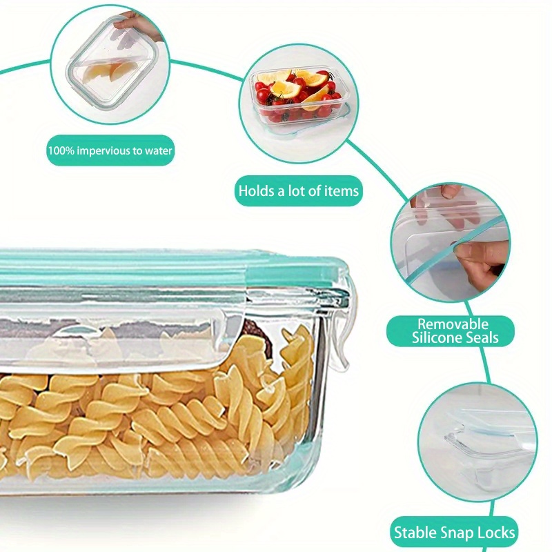 16pcs glass meal prep containers set, food service delivery boxes, portable lunch bento boxes with   lids, suitable for vegetables and fruits, lunch storage containers, kitchen restaurant/cafe back-to-school supplies, reusable,   closure, rectangular shape, hand wash only, multipurpose use, no electricity needed, back to school Product details 7