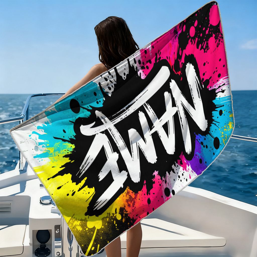 Personalized Graffiti Style Quick-Dry Microfiber Towel