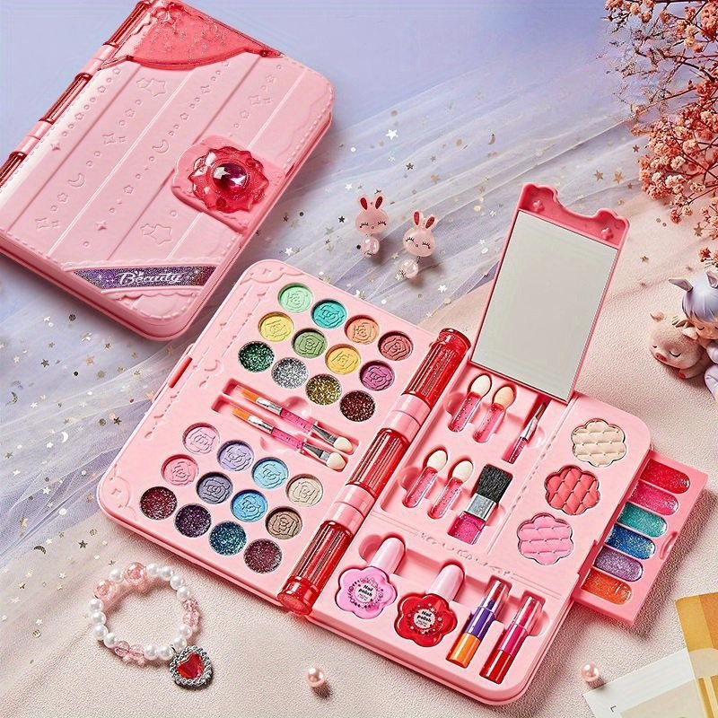 Makeup Set, Princess Makeup Box, Birthday Gift, Washable Cosmetics, with Mirror
