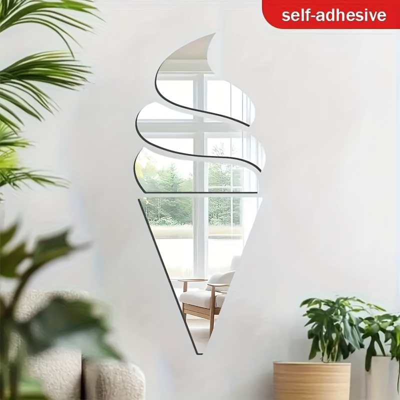TEMU Acrylic Home Decor Wall Mirror - 4pcs Set, Acrylic Ice Cream Mirror Wall Art - Suitable For Living Room, Bedroom, Studio, Courtyard Walls,