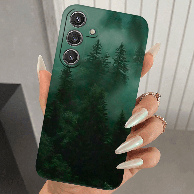 TEMU Phone Case: Misty Forest Pattern Phone Case, Suitable For Galaxy A73, A55, A54, A53, A52, A51, A50, S24, S23, S22, Ultra Tpu Soft Case,
