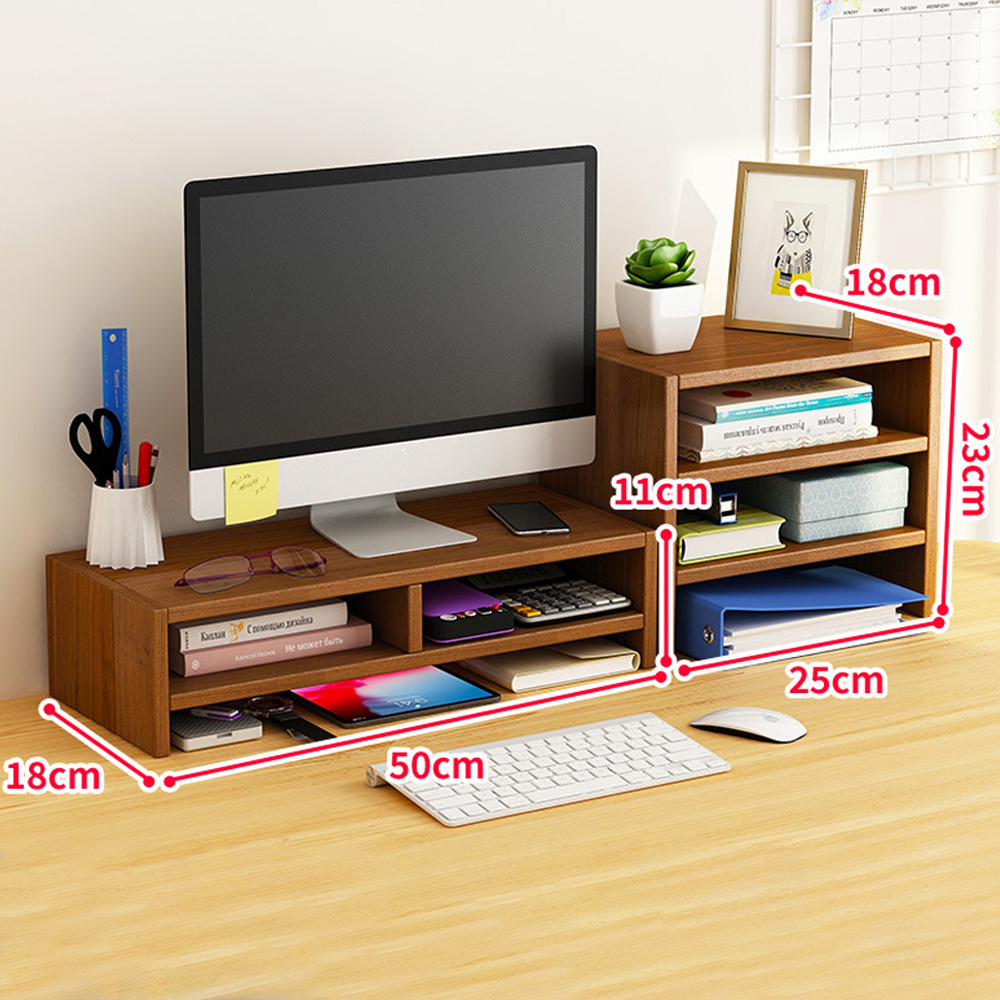 Image of Two-layer Desktop Computer Elevated Rack, Monitor Screen Stand, Office Desktop Storage Rack, Laptop Base, Double-layer White Desktop Organizing Rack, Office Dormitory Desktop Storage