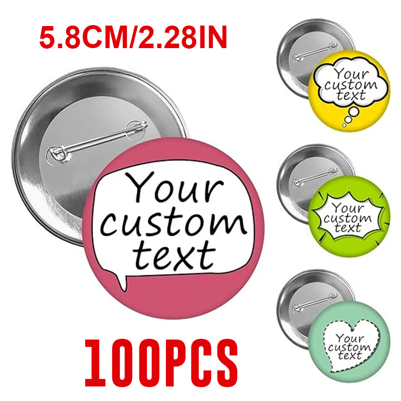 TEMU /100pcs Multiple Sizes Available Personalized Button Badges With Your Own Slogan Party Favors With Slogans Creative Decorations For Themed