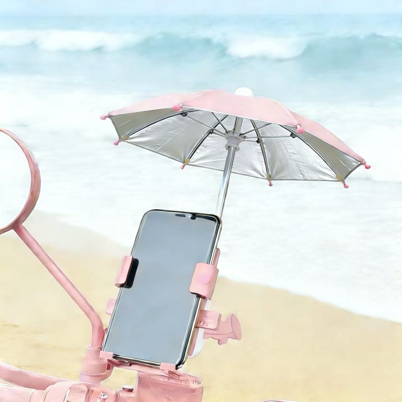 1 Set (Umbrella *1pc And Phone Suction Cup *1pc) New Arrival - Portable Phone Sunshade Folding Umbrella Designed Specifically for Phones, with Suction Cups, Suitable for Beaches, Camping, Photography And Videography