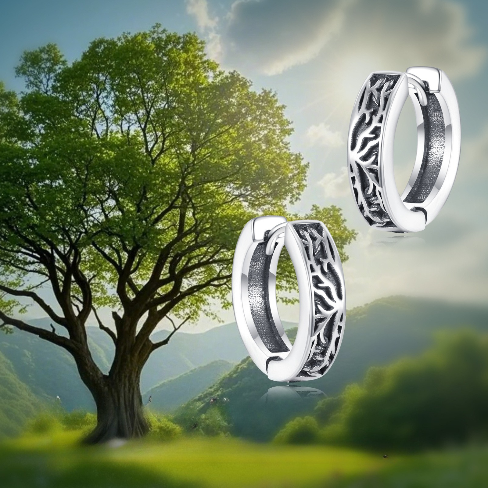 TEMU Boucles d'oreilles Arbre de Vie | Thème Équilibre Naturel, Style Élégant, pour pour de la ou des Mères