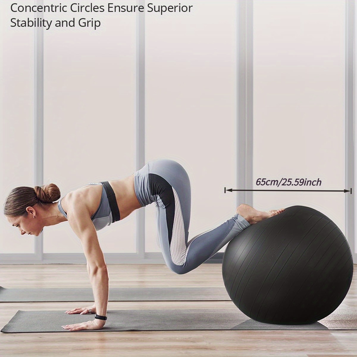 65Cm Thickened Yoga Ball/Fitness Ball, Heavy-Duty Balance Ball Chair, Suitable for Stability Training And Exercise During Pregnancy, Comes with a Quick Inflation Pump