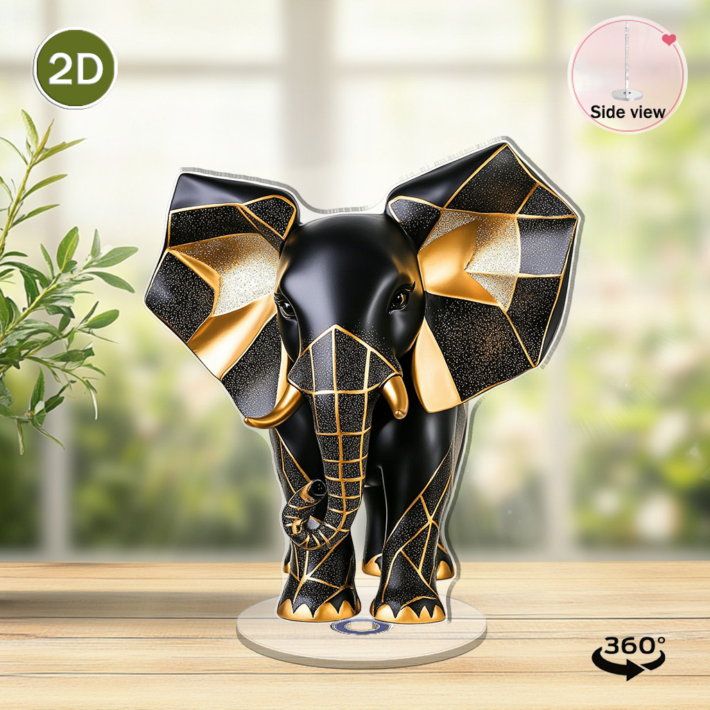 TEMU 2d Flat, 1pc Rotating Acrylic Desktop Rotator With Elegant Black & Figurine - Modern 2d Flat Spinning Base For 360° View, Home Office Decor,