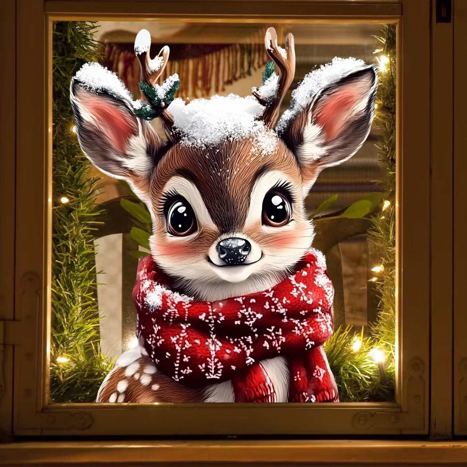 New Year, Christmas Snowflakes, Christmas Reindeer, Scarf, Shopping Mall Atmosphere, Glass Stickers, Decorative Window Stickers, Home Display Window Decorations, Holiday Stickers