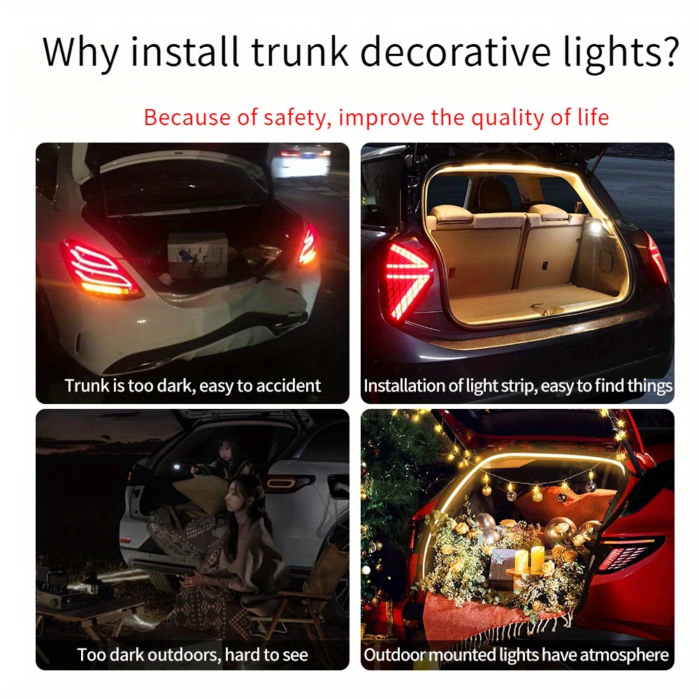 1pc car new led multi color trunk atmosphere light with scanning and   light mode suitable for   models lighting camping multi scene applications warm and romantic gifts     Product details 2