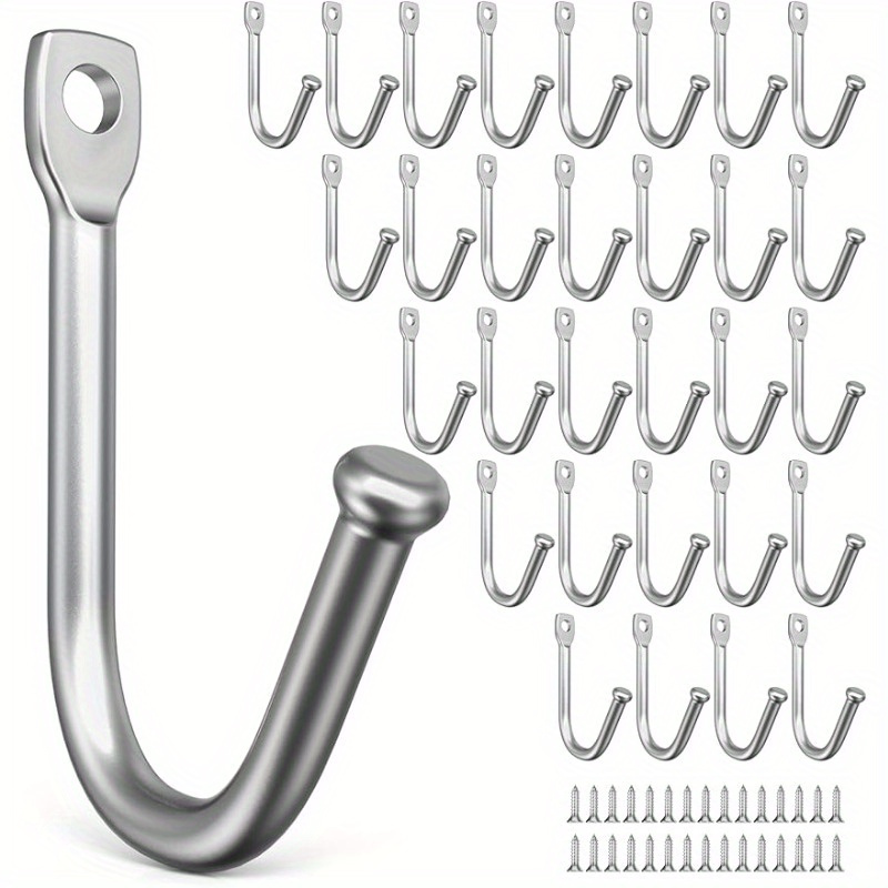 

60-pack Heavy-duty Metal Wall Hooks With Screws - Home Organization Coat Hangers For Towels, Keys, Cups, Hats, Leashes