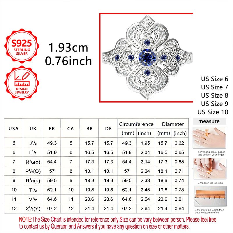 Women's 925 Sterling Silver Classic Ring with Lab-Created Zirconia