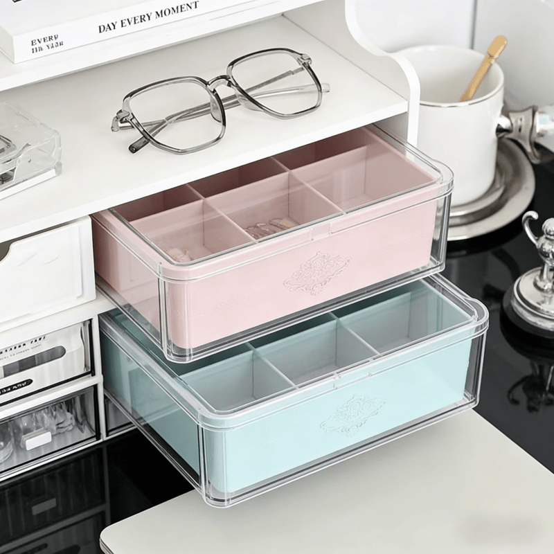 Desktop Storage Box, Multi-Tiered Desktop Shelf, Requires Manual Assembly, Suitable for Stationery, Cosmetics, Office Supplies | Space-Saving Partitioned Storage Box, a Great Valentine'S Day Gift Choice for Family Or Girlfriend