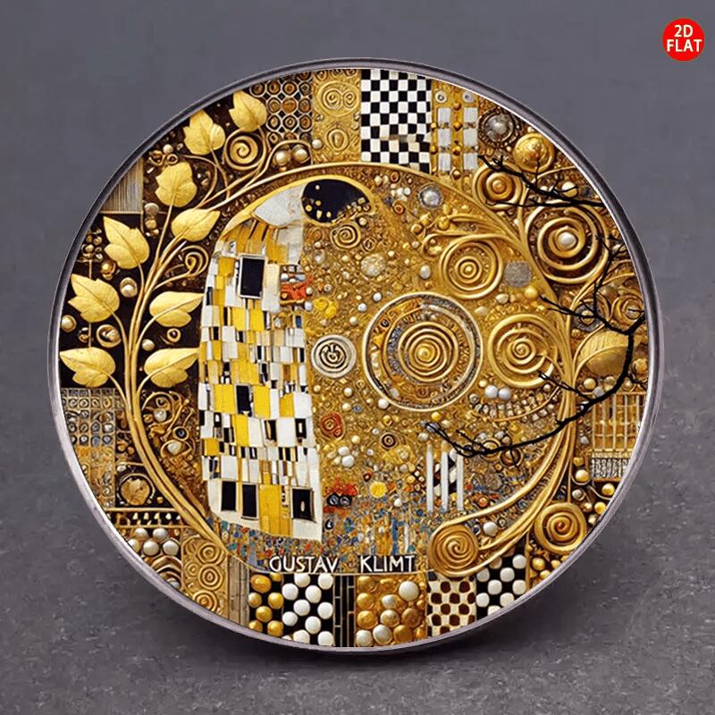 Image of 2d Flat, 1pc 2d Flat Ustav Klimt "kiss" Vintage Brooch | Unique Costume Badges, Creative Corsages, Holiday Gifts, Decorative Clothes And Backpacks, Show And Taste, Suitable For And Occasions, 2d Flat