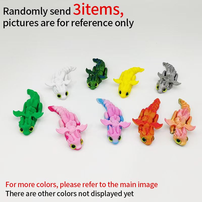 TEMU 3pcs Random Colors - Fantasy Flying Dragon Statue Ornament, Multi-joint Fantasy Sculpture Shaped Ornament, Colorful Mixed Office Desktop