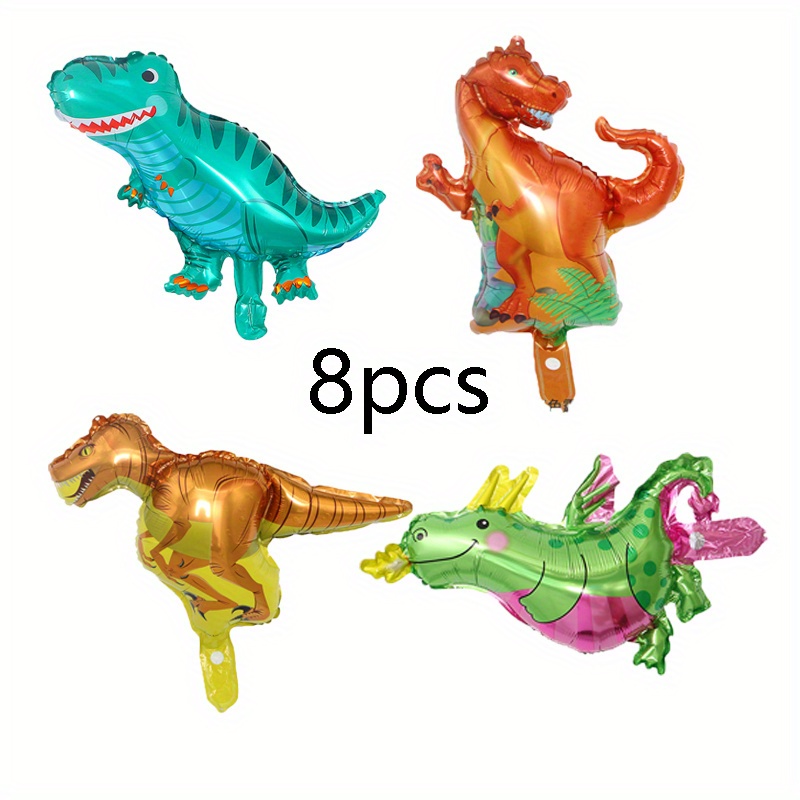 Image of 8pcs Cartoon Mini Dinosaur Film Balloons, Birthday Party Background Decoration Suitable For Dinosaur Theme Party Decoration Indoor And Outdoor Photography Props, For Halloween, Christmas