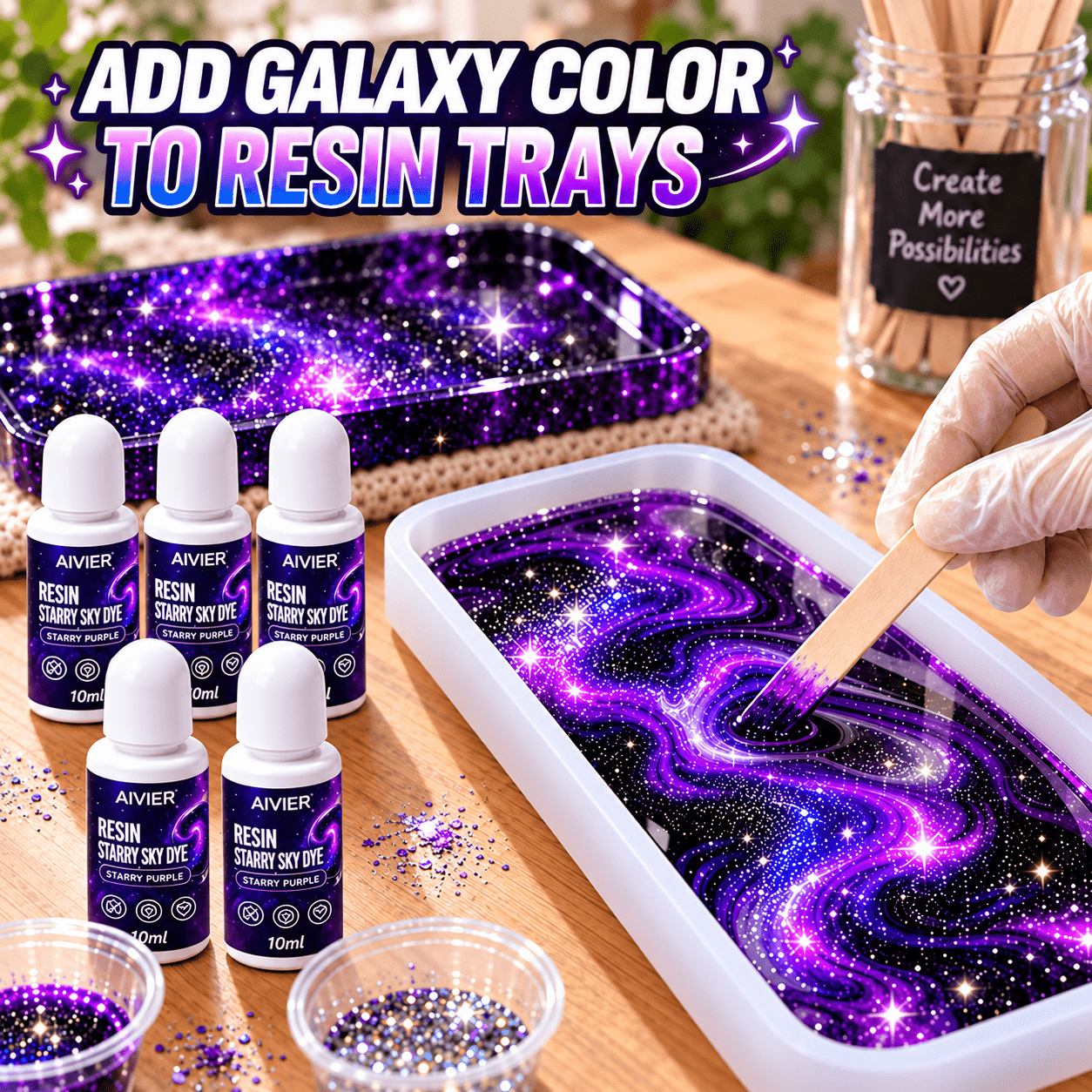 Image of Liquid Epoxy Resin Pigment - Sparkling Dye For Coasters, Trays, Jewelry Making, Art, And Handicrafts - Multicolor Dye (purple, Red, Green, Blue, Golden) For Resin Casting And Cup Decoration