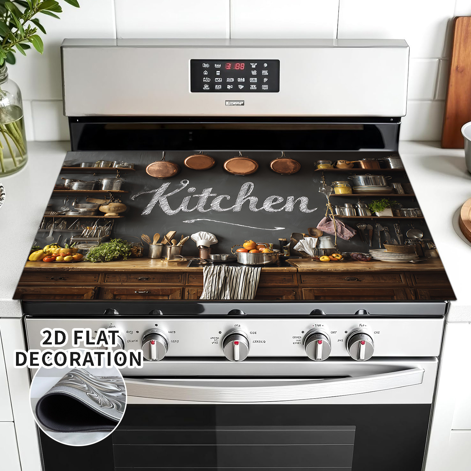 TEMU Copri Piano Cottura Decorativo Moderno - Protezione per a Gas/Elettrico, Lavatrice e Asciugatrice - Superficie Antigraffio, Facile da Pulire -