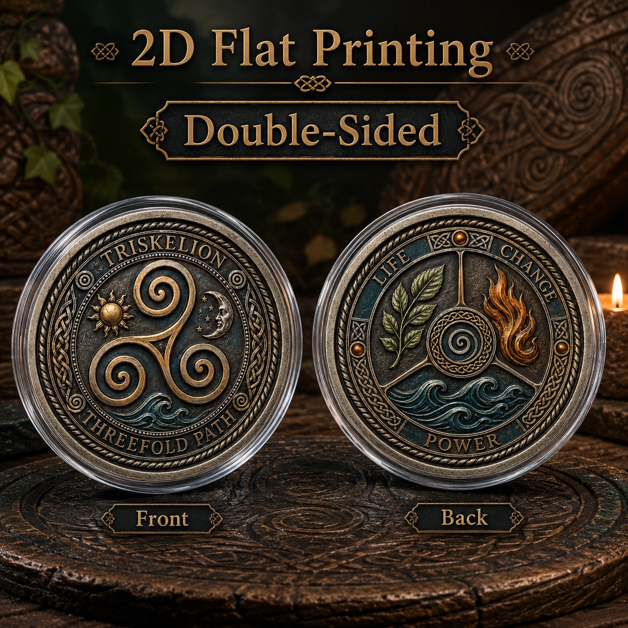 TEMU Replica Coin 1pc, 2d Flat Printing, Double-sided Metal Commemorative Coin, Triple Spiral Challenge Coin & Decorative Decision Coin, Bronze-tone